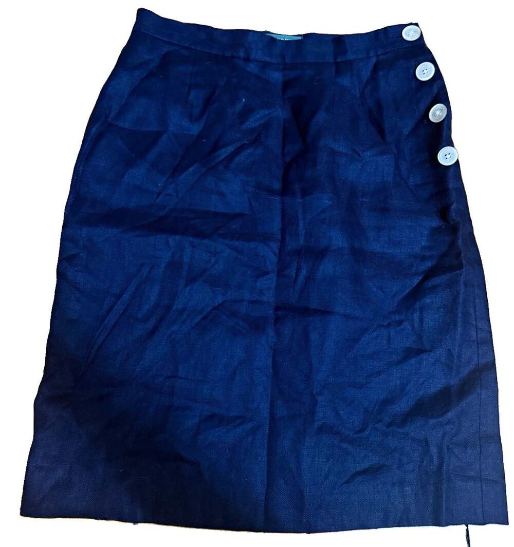 *NEW* LAUREN RALPH LAUREN Women’s Navy Linen Acetate Twill Lined Pencil Skirt 2P